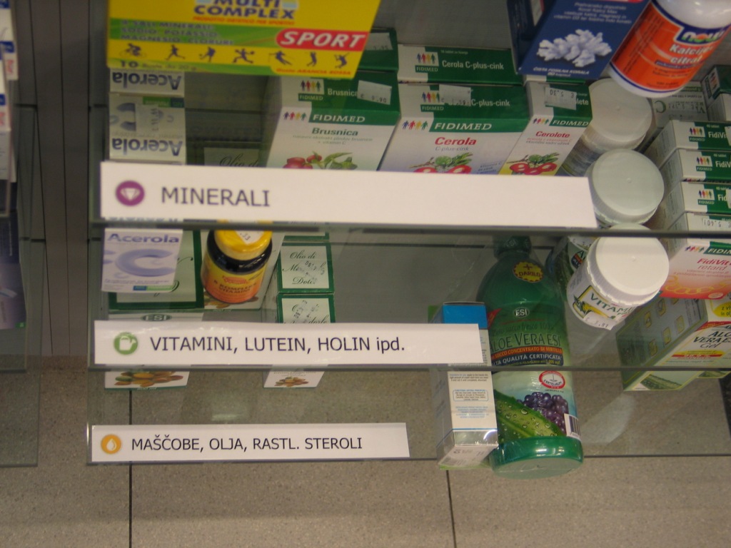 Umestitev prehranskih dopolnil na policah lekarn